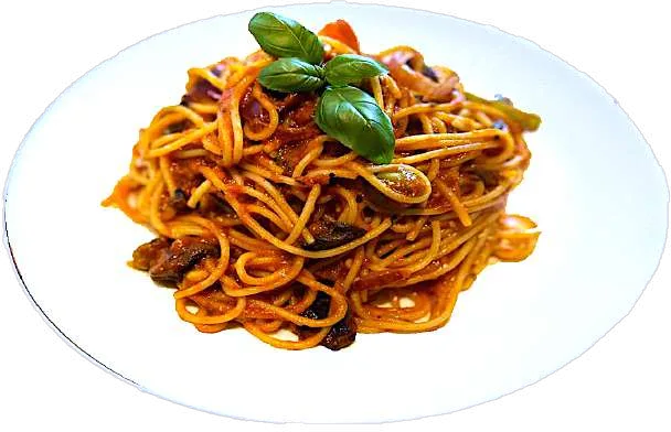 Spaghetti in tomatensaus met verse basilicum